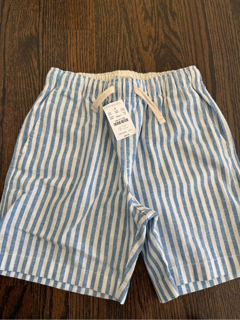 NWT Crewcuts Light Blue & White Striped Shorts